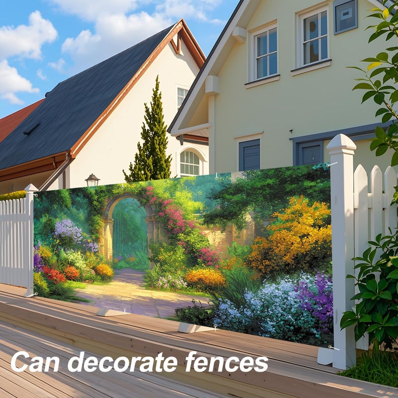 ANNA QUEEN Garden Archway Garage Door Banner 6x13FT, Colorful Flower Path Garage Door Cover, Large Outdoor Garden Decoration for Garage Doors, Fence & Fantasy Party Backdrop - Image 5